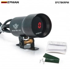 EPMAN 37mm Smoke Tach RPM Tachometer Red Digital Shift Light Style Gauge Pod Black,Purple EP37BKRPM